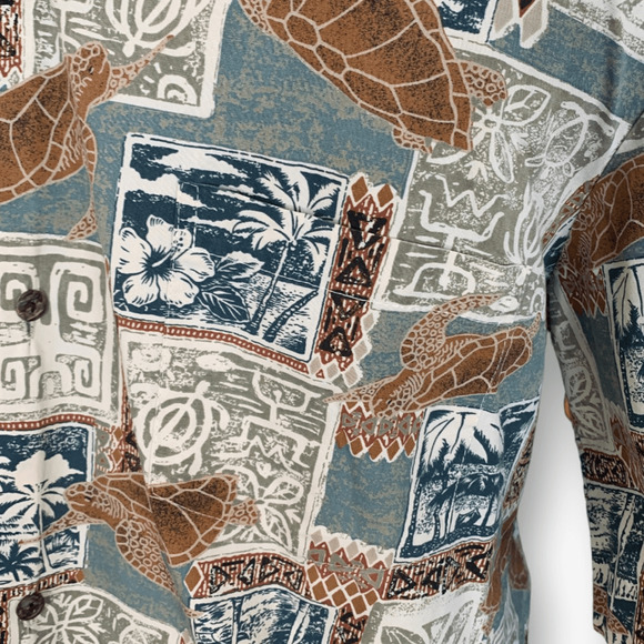 Vintage 90s Royal Creations Hawaiian Printed Shirt Sea Turtle Made in Hawaii Top - Picture 5 of 12